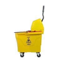 Carro Balde 35l Nobre - Amarelo Com Balde Vermelho, Divisor De água E Sistema Quebra-ondas - 9