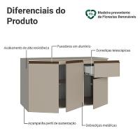 Balcão De Cozinha 120 Cm 3 Portas 1 Gaveta Suspenso Nice Madesa Crema - 3