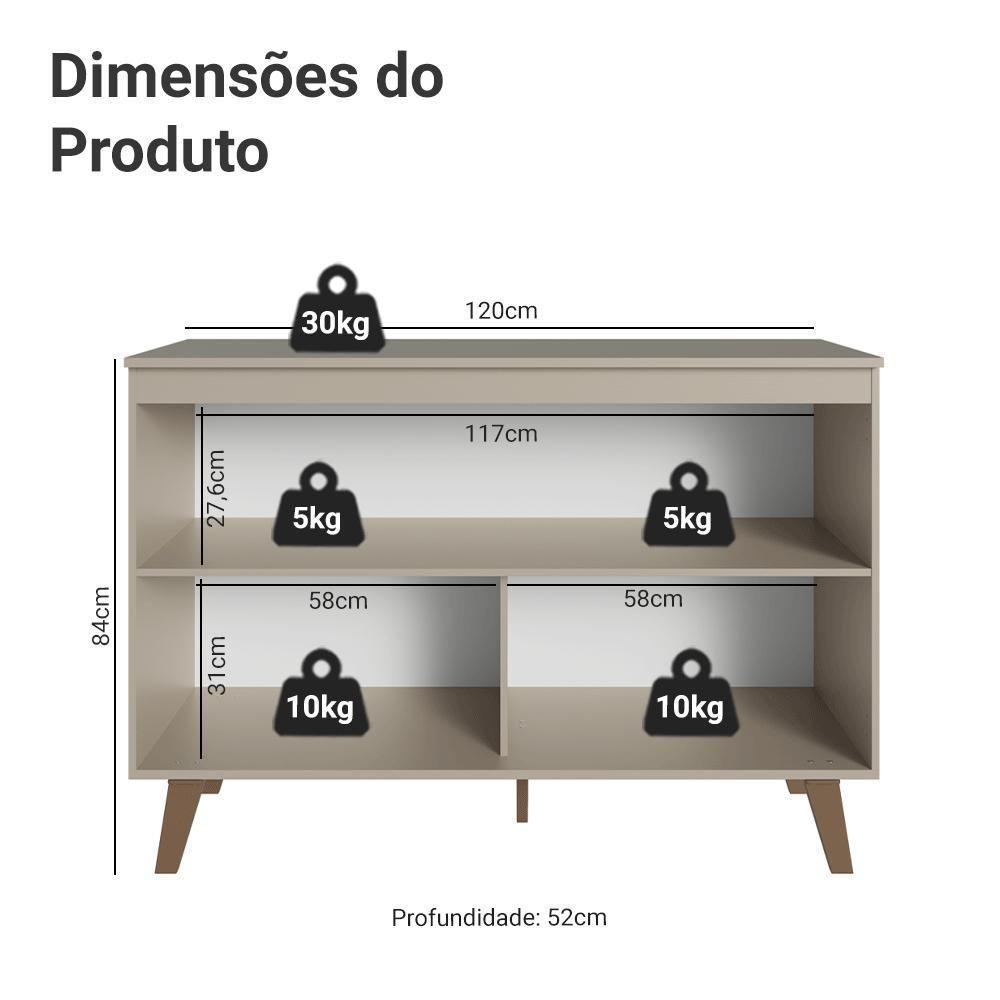 Balcão De Cozinha 120 Cm 2 Portas Com Pés Nice Madesa Crema - 2