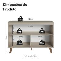 Balcão De Cozinha 120 Cm 2 Portas Com Pés Nice Madesa Crema - 2
