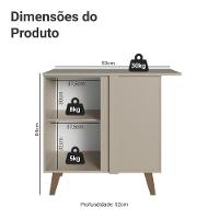 Balcão De Canto 1 Porta Com Pés Nice Madesa Crema - 2