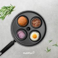 Frigideira 4 Ovos Com Tampa Gourmet Preto 28 Cm Em Alumínio Com Revestimento Interno Antiaderente - 2