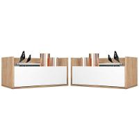 Kit Com 2 Mesas De Cabeceira 80Cm Suspensa Multimóveis V4005 Rustic/Branca Rustic/Branco - 1