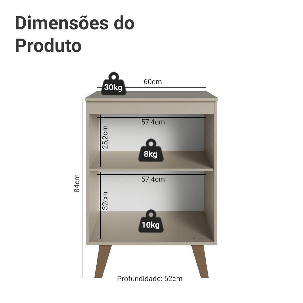 Balcão De Cozinha 60 Cm 1 Porta Com Pés Nice Madesa Crema - 2