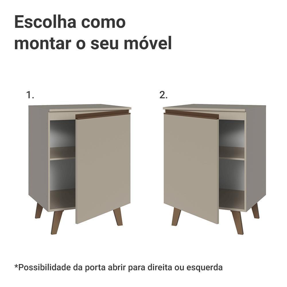 Balcão De Cozinha 60 Cm 1 Porta Com Pés Nice Madesa Crema - 4