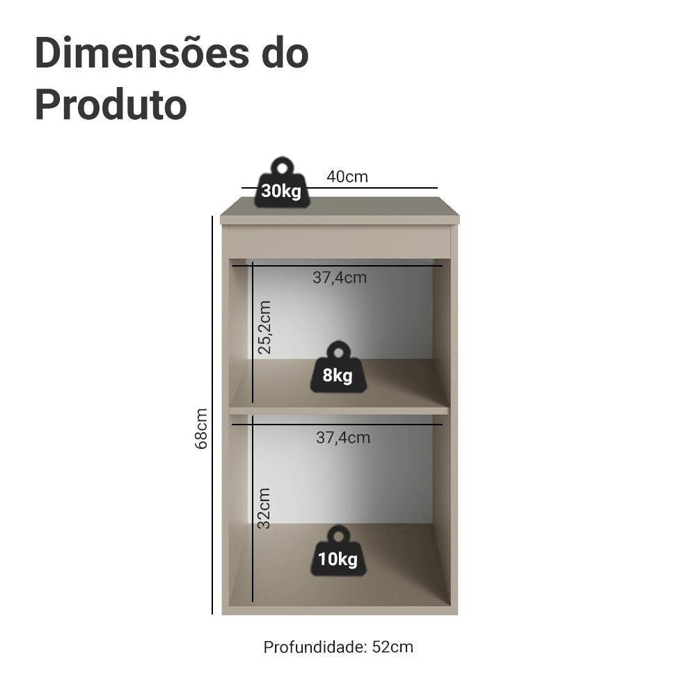 Balcão De Cozinha 40 Cm 1 Porta Suspenso Nice Madesa Crema - 2