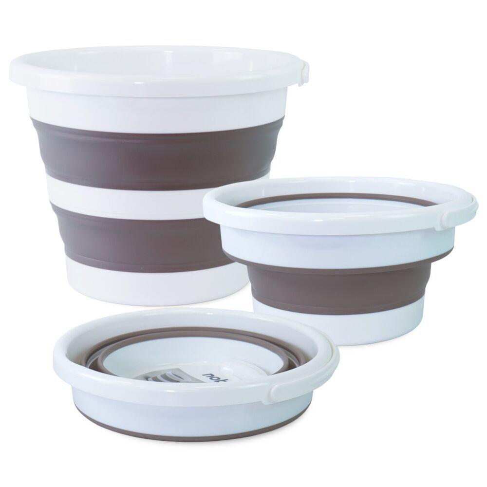 Balde Dobrável 12l Branco E Cinza - Praticidade E Estilo Para Sua Casa! Ideal Para Organizar, Limpar E Levar Para Todos Os Lados Com Facilidade! - 1