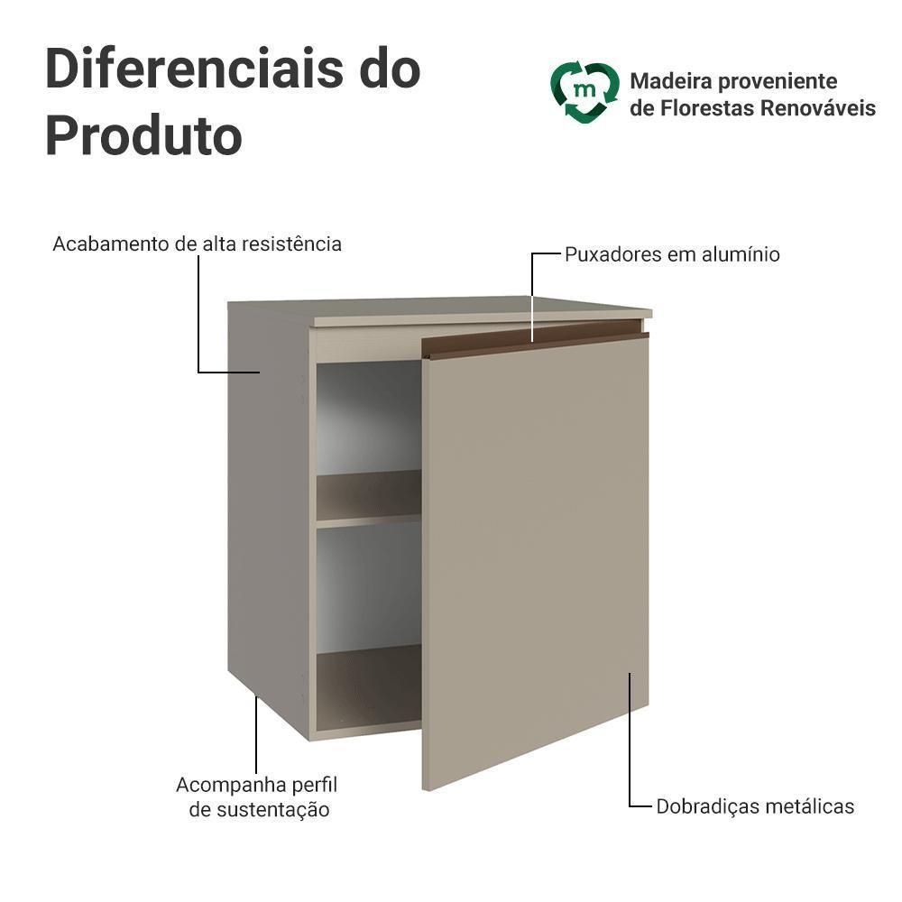 Balcão De Cozinha 60 Cm 1 Porta Suspenso Nice Madesa Crema - 3