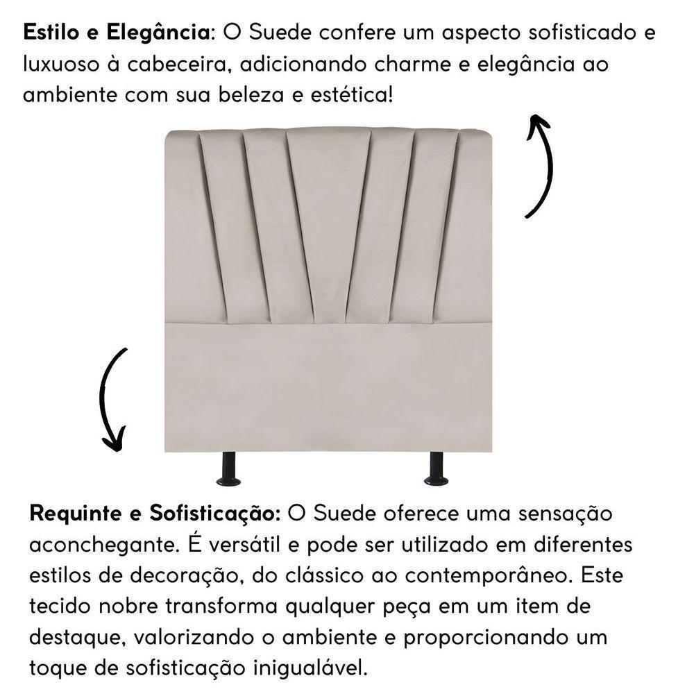 Cabeceira Solteiro Cama Box Estofada 100 Cm Antonella Suede Bege - 5