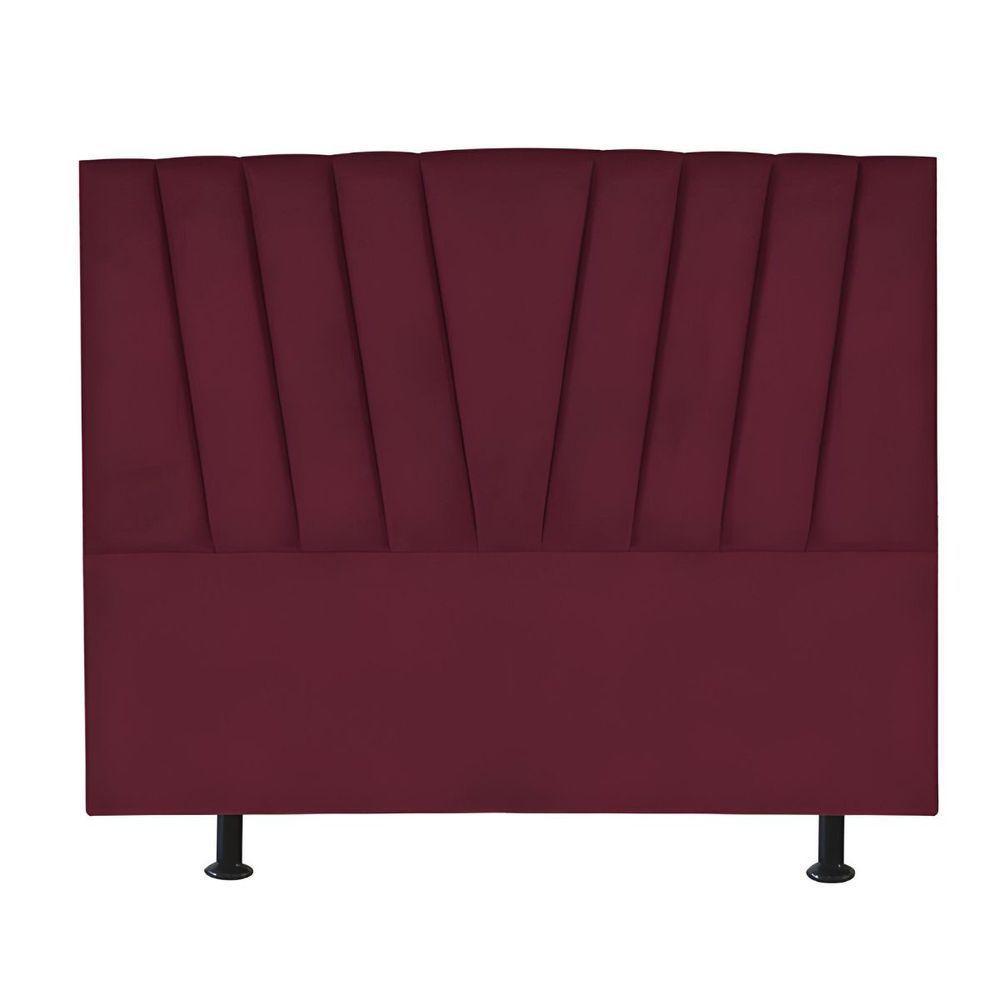 Cabeceira King Cama Box Estofada 195 Cm Antonella Suede Bordô - 2