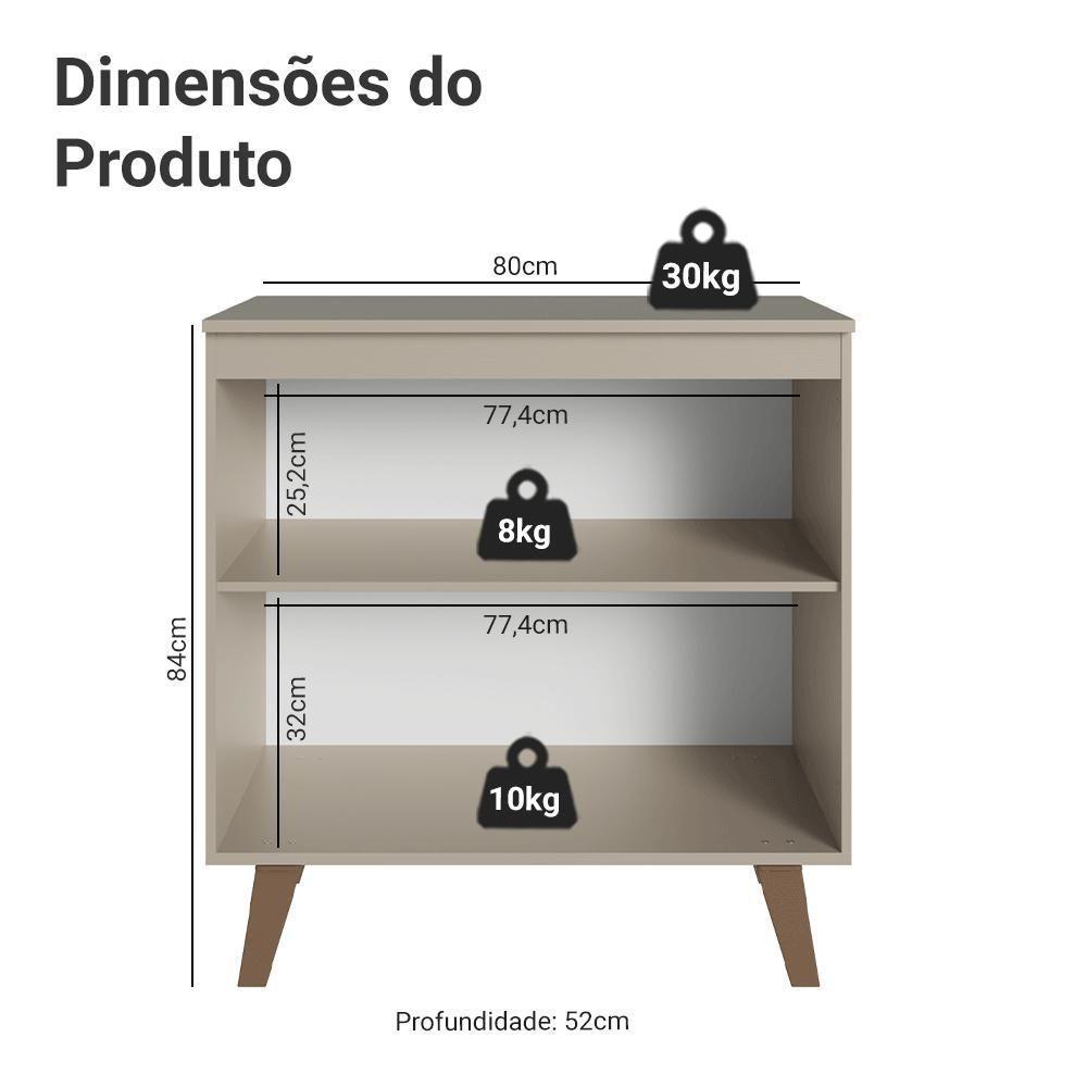 Balcão De Cozinha 80 Cm 2 Portas Com Pés Nice Madesa Crema - 2