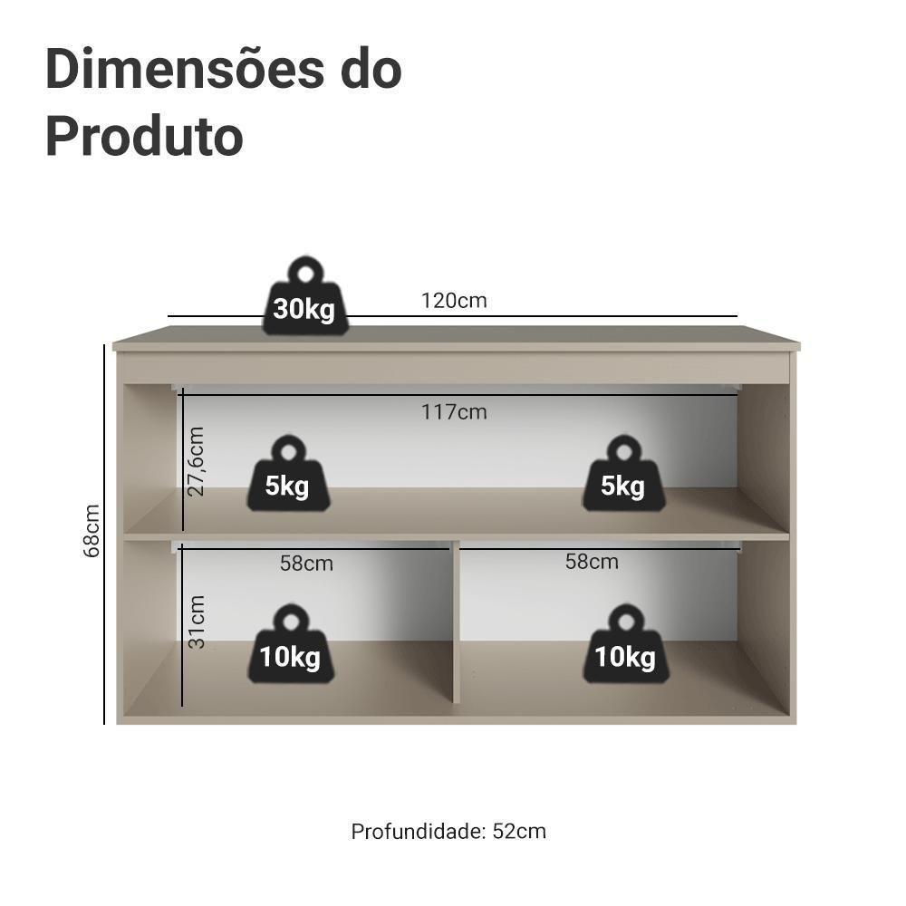 Balcão De Cozinha 120 Cm 2 Portas Suspenso Nice Madesa Crema - 2