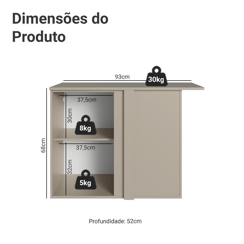 Balcão De Canto 1 Porta Suspenso Nice Madesa Crema - 2