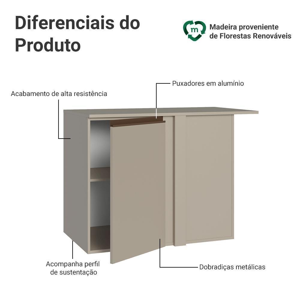 Balcão De Canto 1 Porta Suspenso Nice Madesa Crema - 3