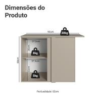 Balcão De Canto 1 Porta Suspenso Nice Madesa Crema - 2