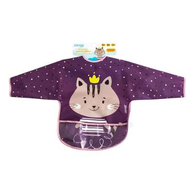 Babador Impermeável Milky - Manga Longa Com Bolso Coletor E Fecho Em Velcro Para Alimentação Sem Bagunça - Clingo