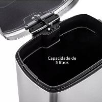 Lixeira De Pedal Compacta 5l Em Aço Inoxidável Com Balde Interno Removível - Praticidade E Elegância Para Sua Cozinha! - 3