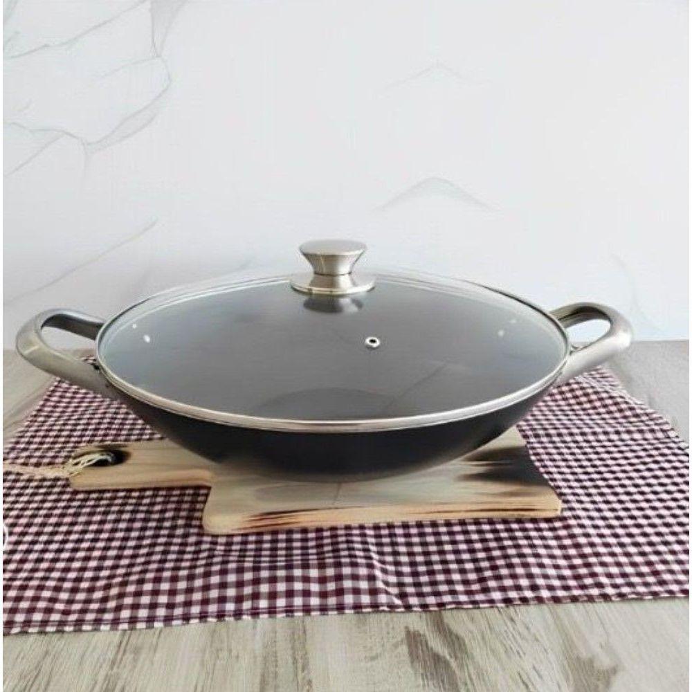 Frigideira Wok Professional Preta 34 Cm 5 L Em Alumínio Com Revestimento Interno Antiaderente - 2