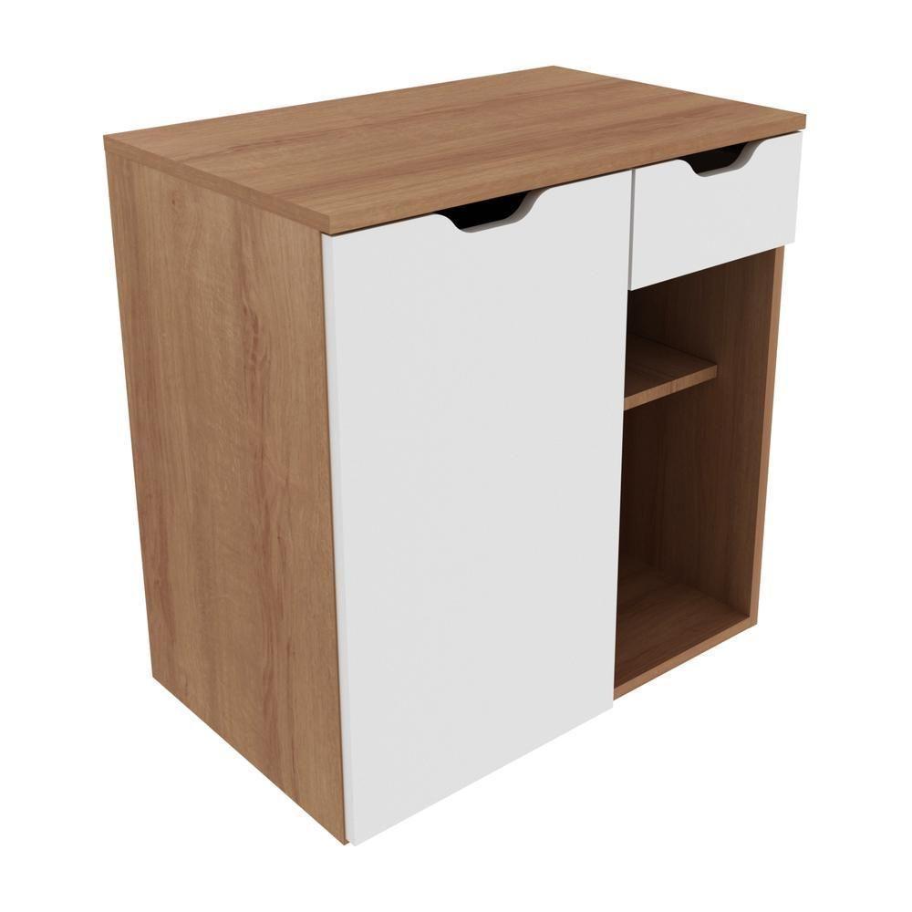 Gabinete Banheiro 1 Porta 1 Gaveta 60Cm Multimóveis Vcr10085 Amêndoa/Branco Amêndoa/Branco - 1
