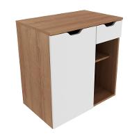 Gabinete Banheiro 1 Porta 1 Gaveta 60Cm Multimóveis Vcr10085 Amêndoa/Branco Amêndoa/Branco - 1