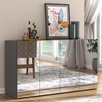 Aparador Buffet 4 Portas Com Espelho Vegas Multimóveis V3558 Grafite Grafite - 6