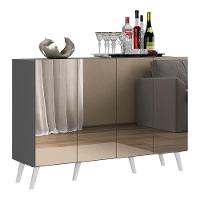 Aparador Buffet 4 Portas Com Espelho Retrô Vegas Multimóveis V3559 Grafite/branco Grafite/branco - 1