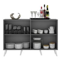 Aparador Buffet 4 Portas Com Espelho Retrô Vegas Multimóveis V3559 Grafite/branco Grafite/branco - 3