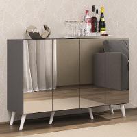 Aparador Buffet 4 Portas Com Espelho Retrô Vegas Multimóveis V3559 Grafite/branco Grafite/branco - 6