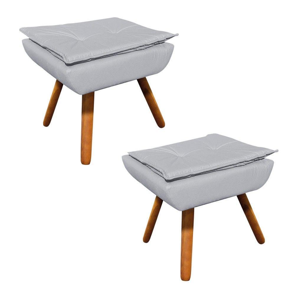 Kit 02 Puffs Opala Corino Pés Palito Castanho - D'Rossi - 2