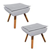 Kit 02 Puffs Opala Corino Pés Palito Castanho - D'Rossi - 2