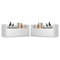 Kit Com 2 Mesas De Cabeceira 80Cm Suspensa Multimóveis V4005 Branca Branco - 1