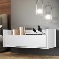 Kit Com 2 Mesas De Cabeceira 80Cm Suspensa Multimóveis V4005 Branca Branco - 7