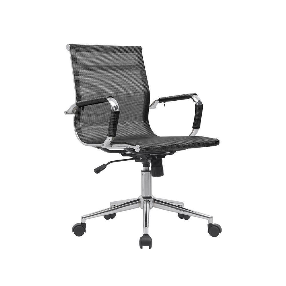 Cadeira Executiva Modernista Em Mesh Preto Com Braços Cromados Para Escritório Confortável - 2