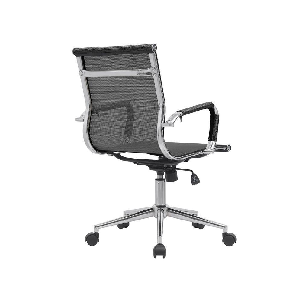 Cadeira Executiva Modernista Em Mesh Preto Com Braços Cromados Para Escritório Confortável - 3