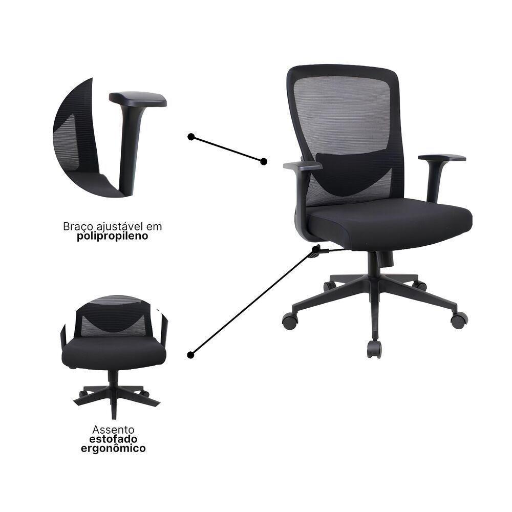 Cadeira Executiva Ergonomica Elite Com Rede E Suporte Lombar ? Conforto E Design Moderno - 3