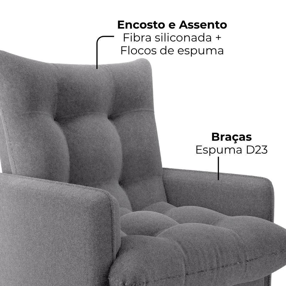 Poltrona De Amamentaçao E Puff Montreal Boucle F497 Milani Store Cinza - 6