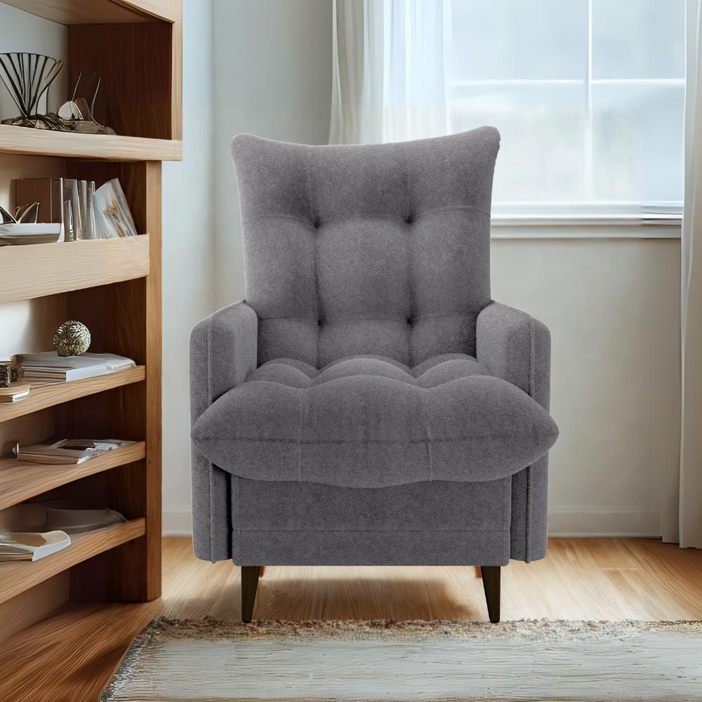 Poltrona De Amamentaçao E Puff Montreal Boucle F497 Milani Store Cinza - 8