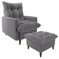 Poltrona De Amamentaçao E Puff Montreal Boucle F497 Milani Store Cinza - 1