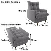 Poltrona De Amamentaçao E Puff Montreal Boucle F497 Milani Store Cinza - 3