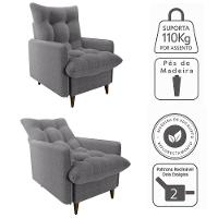 Poltrona De Amamentaçao E Puff Montreal Boucle F497 Milani Store Cinza - 5