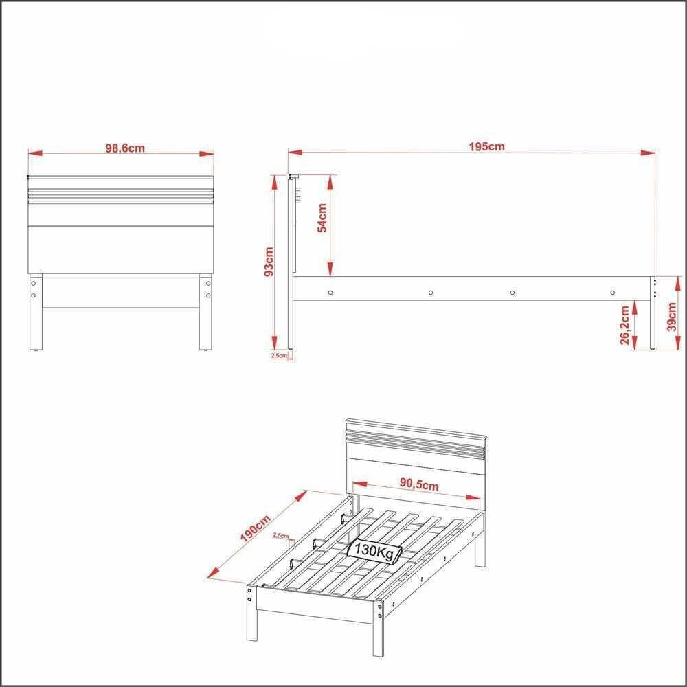 Cama De Solteiro Para Colchão 88 X 188Cm Multimóveis Vcr35014 Amêndoa/Branco Amêndoa/Branco - 5