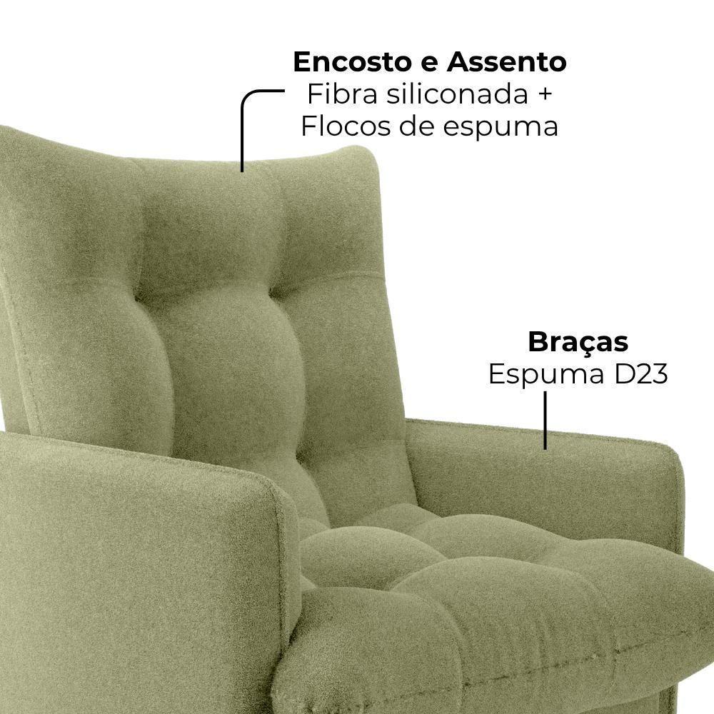 Poltrona De Amamentaçao E Puff Montreal Boucle F494 Milani Store Oliva - 6