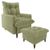 Poltrona De Amamentaçao E Puff Montreal Boucle F494 Milani Store Oliva - 1