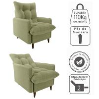 Poltrona De Amamentaçao E Puff Montreal Boucle F494 Milani Store Oliva - 5