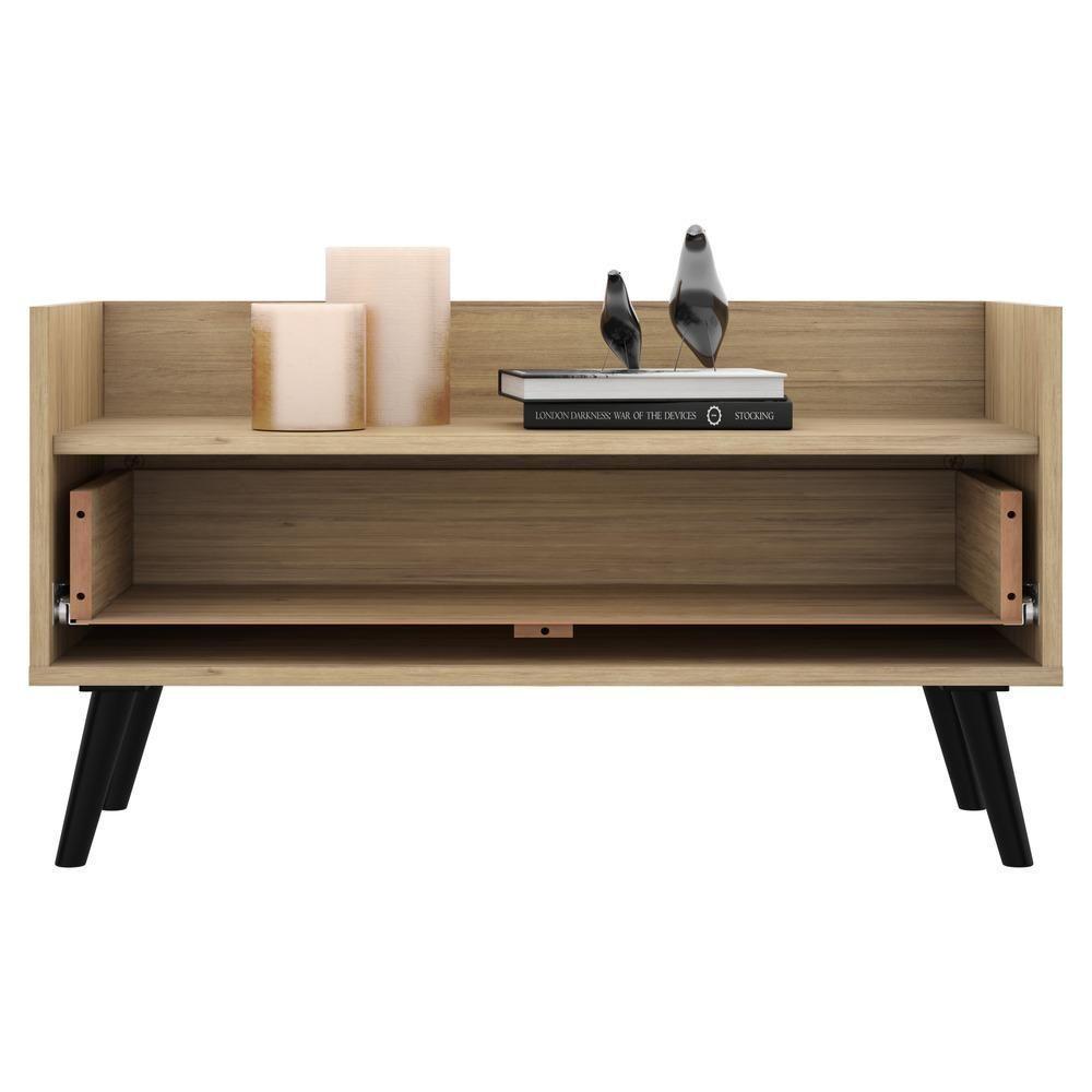 Mesa De Cabeceira 80Cm Retrô Multimóveis V4000 Rustic/Branca/Preta Rustic/Branco/Preto - 3