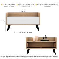 Mesa De Cabeceira 80Cm Retrô Multimóveis V4000 Rustic/Branca/Preta Rustic/Branco/Preto - 5