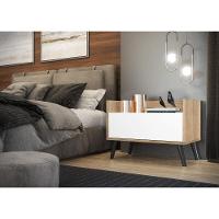 Mesa De Cabeceira 80Cm Retrô Multimóveis V4000 Rustic/Branca/Preta Rustic/Branco/Preto - 7