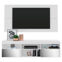Rack Com Painel Tv 65" Suspenso Com Espelho Flórida Multimóveis V3322 Branco Branco - 1
