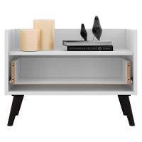 Kit Com 2 Mesas De Cabeceira 80Cm Retrô Multimóveis V4002 Branca/Preta Branco/Preto
