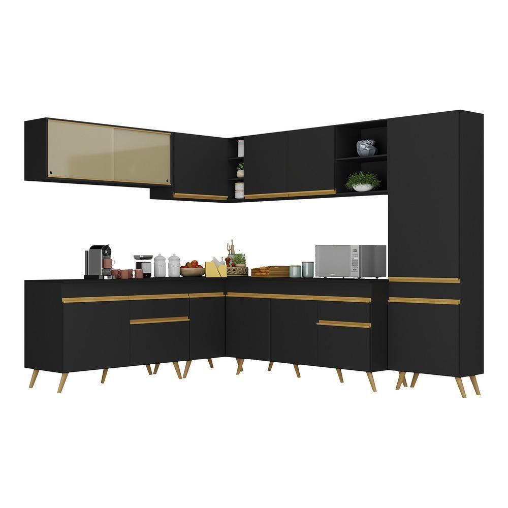 Cozinha Completa De Canto Veneza Gb Mp2065 Com Armário E Balcão Preta - 6